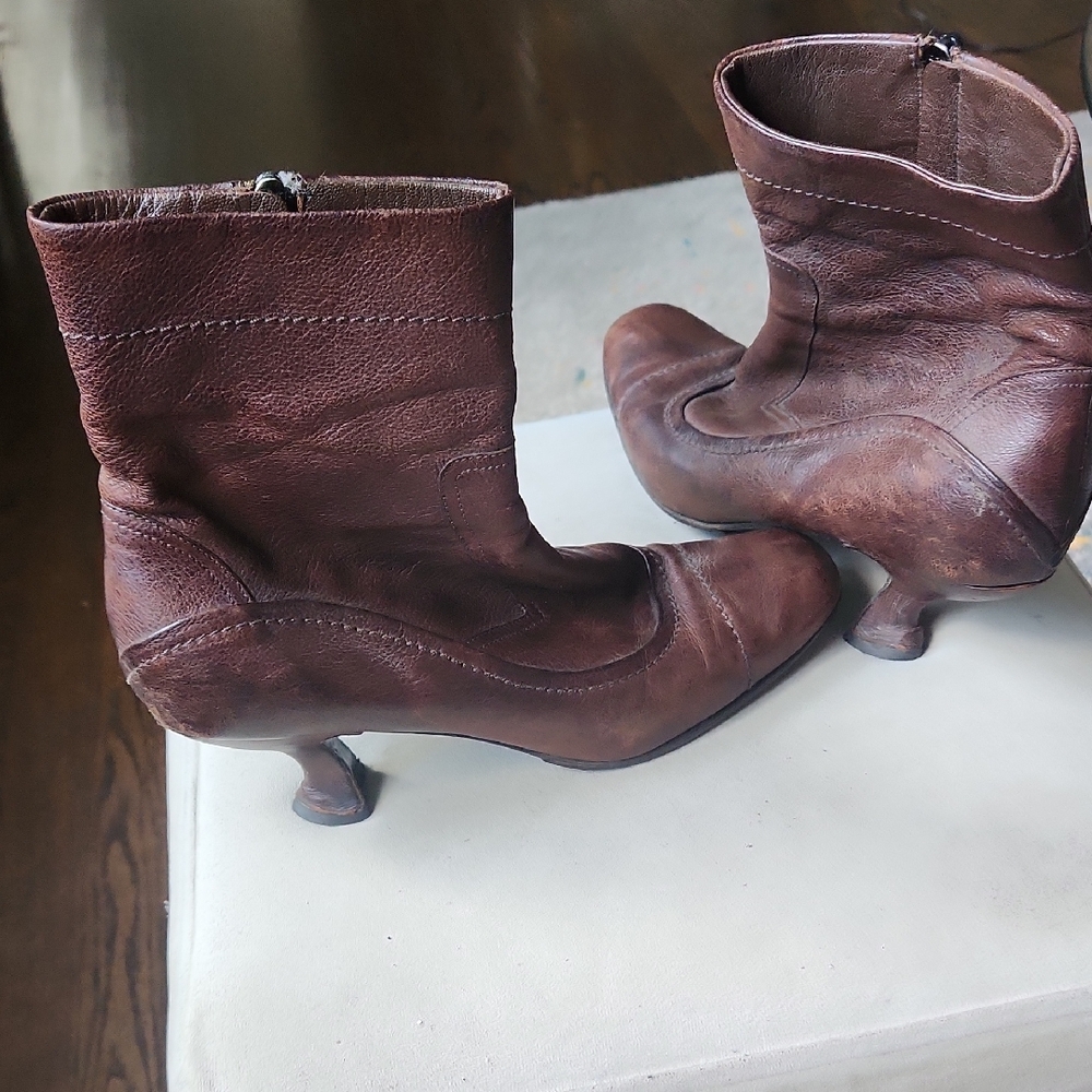 Prada Dark Brown Leather Ankle Booties